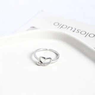 925 Sterling Silver Heart Ring Silver - One Size
