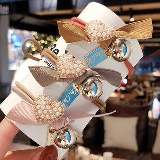 Beaded Heart & Ball Hair Tie 3869 - Curcumin - One Size