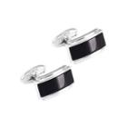 Fashion High-grade Black Agate Geometric Rectangular Cufflinks Silver - One Size