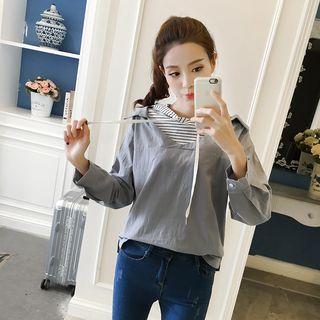 Mock Two Piece Hooded Top