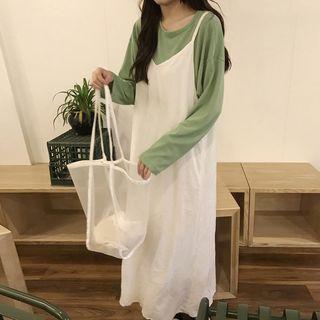 Long-sleeve T-shirt / Maxi Pinafore Dress