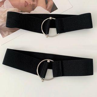 Alloy Hoop Elastic Belt Black - One Size