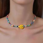 Smiley Bead Necklace 01 - S540 - Smiley Face - Yellow - One Size