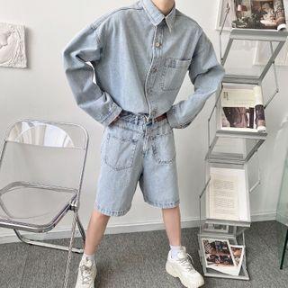 Denim Straight Leg Romper