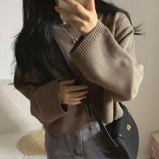 Round-neck Cropped Long-sleeve Sweater
