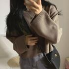 Round-neck Cropped Long-sleeve Sweater