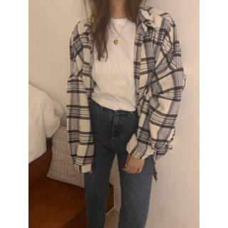 Pocket-detail Checked Loose-fit Shirt