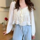 Long Sleeve Square Neck Cropped Blouse