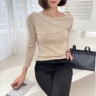 Fold-over Fitted Knit Top
