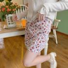Floral Print Slit Skirt / Midi Skirt