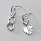 Non-matching 925 Sterling Silver Heart Dangle Earring 1 Pair - S925 Silver - Silver - One Size
