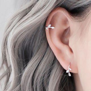 925 Sterling Silver Leaf Cuff Earring 1 Pair - 925 Silver - One Size