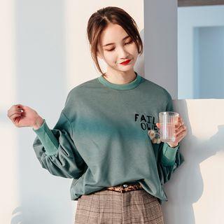 Embroidered Lantern-sleeve Sweatshirt