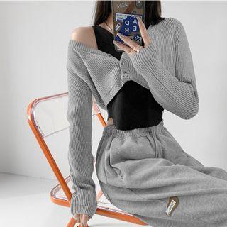 Cropped Light Cardigan Witht Tank Top