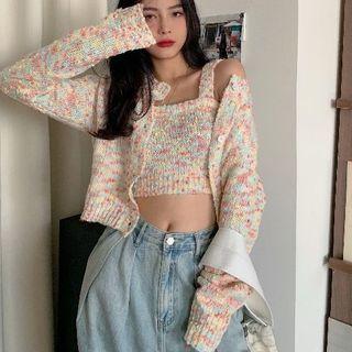 Dotted Knit Cropped Camisole Top / Cardigan / Sweater
