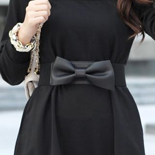 Elasticized Bow Belt Black - One Size