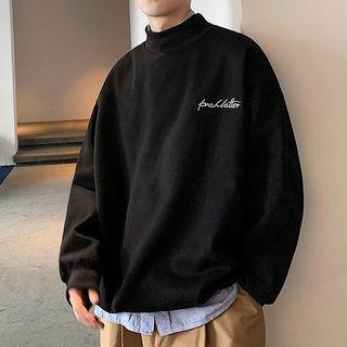 Lettering High-neck Long-sleeve Top