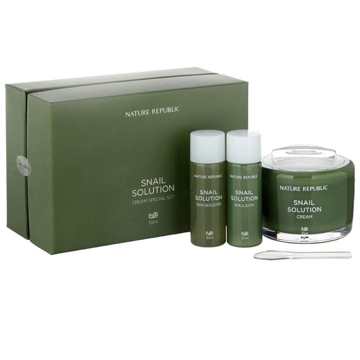 Nature Republic - Snail Solution Cream Special Set: Cream 55ml + Booster 31ml + Emulsion 31ml 3 Pcs