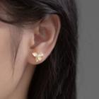 Flower Faux Pearl Sterling Silver Earring 1 Pair - S925silver - Gold - One Size