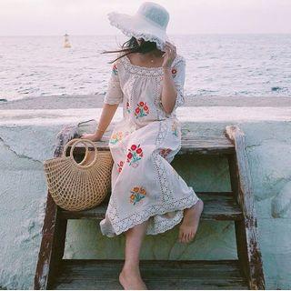Short Sleeve Lace Panel Floral Sundress