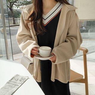 Plus Size Zip-up Knit Hoodie