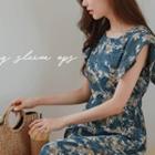 Cap-sleeve Long Floral Dress