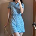 Short-sleeve Knit Mini Polo Shirt Dress