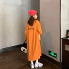 Elbow-sleeve Midi T-shirt Dress Tangerine - One Size
