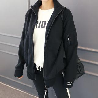 Lettering Fleece Zip-up Jacket