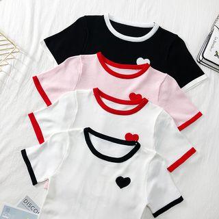 Contrasted Heart-print T-shirt
