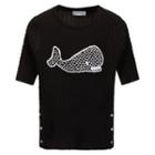Short-sleeve Whale Embroidery Knit Top