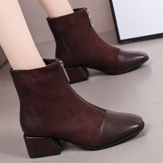 Cap Toe Block Heel Ankle Boots