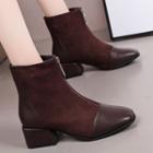 Cap Toe Block Heel Ankle Boots