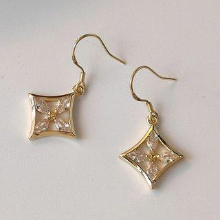 Rhinestone Sterling Silver Dangle Earring 1 Pair - 1647 - Gold - One Size