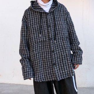 Tweed Button Hooded Jacket