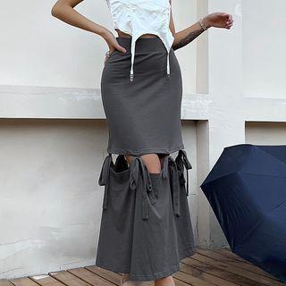 High-waist Cut-out Midi A-line Dress