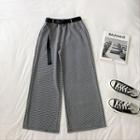 Houndstooth High-waist Wide-leg Pants