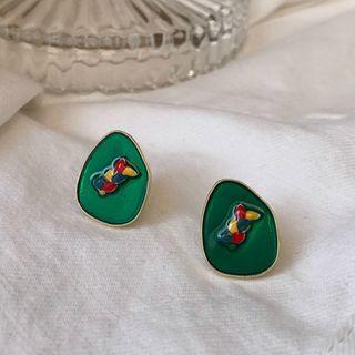 Irregular Glaze Earring 1 Pair - Green - One Size