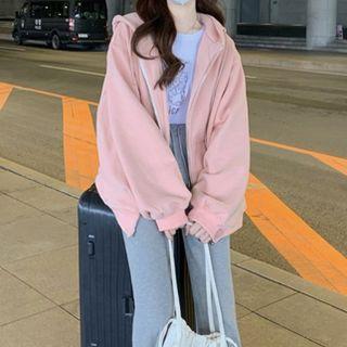 Plain Zipper Jacket / Wide-leg Pants