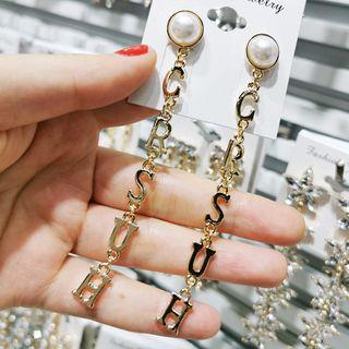 Lettering Drop Earring 1 Pair - As Shown In Figure - One Size