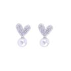 Pearl Rhinestone Heart Earring