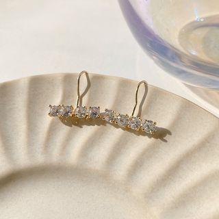 Rhinestone Alloy Dangle Earring E4401 - 1 Pr - Gold - One Size