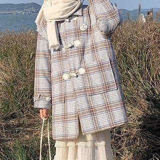 Plaid Single Breasted Puff Coat