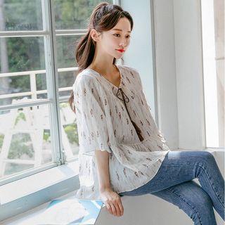 Tasseled Patterned A-line Blouse