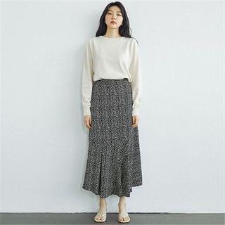 Ruffle-hem Maxi Leopard Skirt