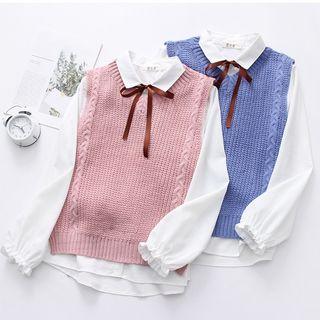 Set: Shirt + Knit Vest