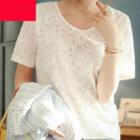 Jacquard Lace Short Sleeves T-shirt