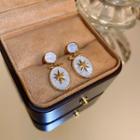 Star Oval Drop Earring 1 Pair - Gold - One Size