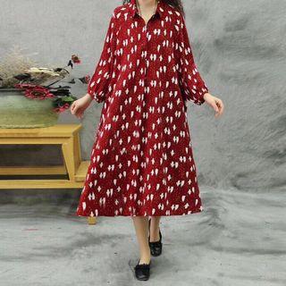 Printed 3/4-sleeve Midi Shirtdress