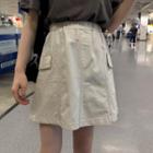 Band-waist Pocket Detail A-line Skirt